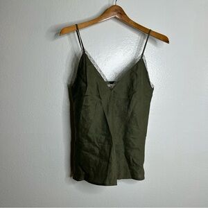 NEW Gold Hawk 100% Linen Camisole Top Army Green Size Small